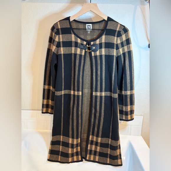 Anne Klein Sweaters - Anne Klein Black and Brown Knit Cardigan